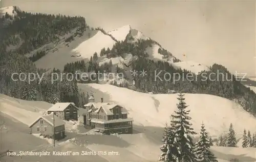 AK / Ansichtskarte Saentis_AR Skifahrerplatz Kraezerli Saentis_AR
