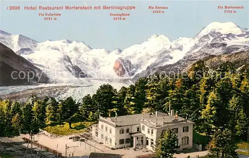 AK / Ansichtskarte Morteratsch Hotel Restaurant Morteratsch mit Berninagruppe Morteratsch