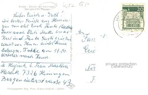 AK / Ansichtskarte Heiningen_Backnang Schule Kirche Spargeschaeft Plauser Heiningen Backnang