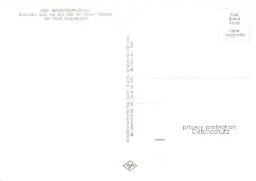 AK / Ansichtskarte Deggendorf_Donau Ortsansicht mit Kirche Freibad Hallenbad Deggendorf Donau