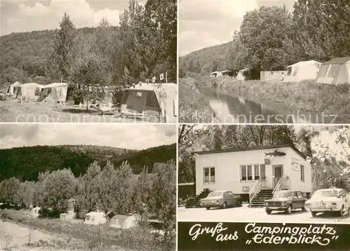 AK / Ansichtskarte Mandern_Waldeck Campingplatz Ederblick Gaststaette Fischerhuette Mandern Waldeck