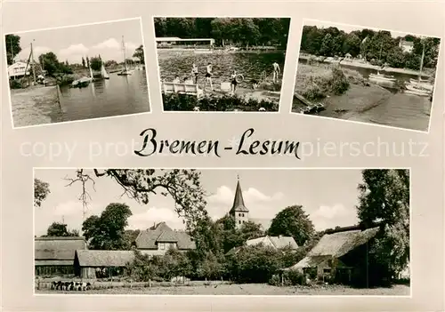 AK / Ansichtskarte Lesum Bootshafen Schwimmbad Ortsansicht Lesum
