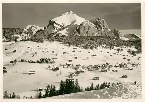 AK / Ansichtskarte Lisighaus_Wildhaus_SG mit Schafberg und Saentis 