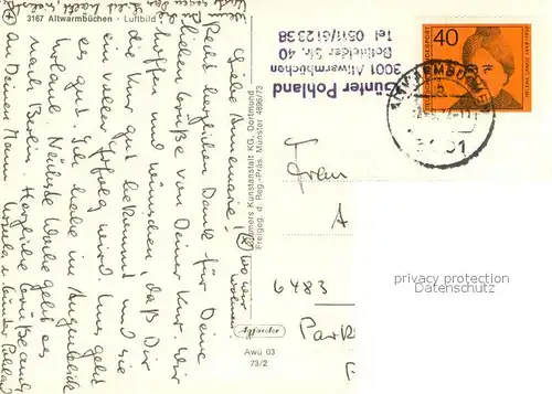 AK / Ansichtskarte Altwarmbuechen Fliegeraufnahme Altwarmbuechen