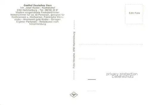 AK / Ansichtskarte Hammelburg Gasthof Deutsches Haus Gastraum Brunnen Hammelburg