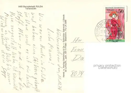 AK / Ansichtskarte Fulda Fliegeraufnahme Fulda