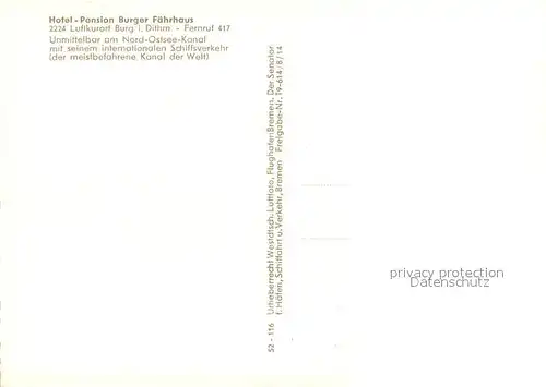 AK / Ansichtskarte Burg_Dithmarschen Hotel Pension Burger Faehrhaus mit Faehre Fliegeraufnahme Burg Dithmarschen