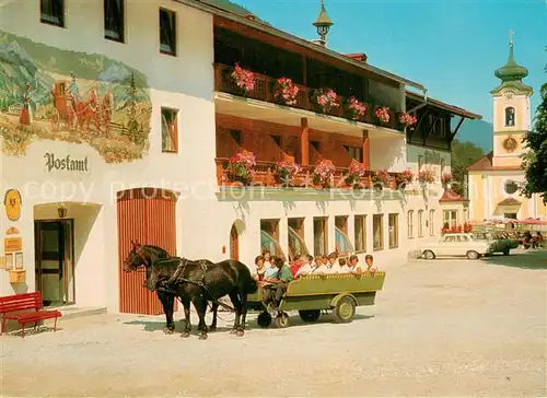 AK / Ansichtskarte Thiersee Gasthof Pension Post Pferdewagen Kirche Thiersee