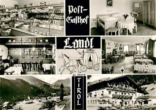 AK / Ansichtskarte Landl_Thiersee Post Gasthof Landl Gaststube Bar Zimmer Verkaufstheke Panorama Landl Thiersee
