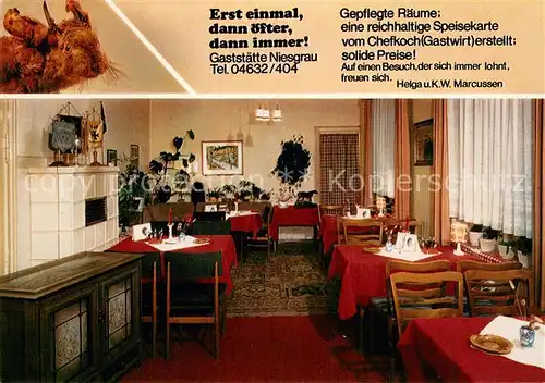 AK / Ansichtskarte Niesgrau Gaststaette Niesgrau Gastraum Niesgrau