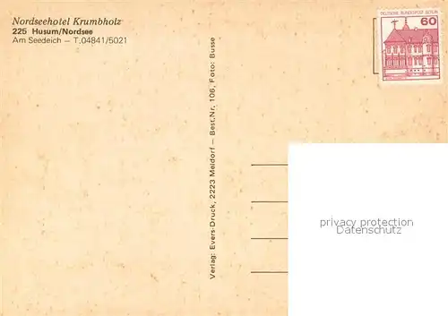AK / Ansichtskarte Husum__Nordfriesland Nordseehotel Krumbholz Aussenansicht 