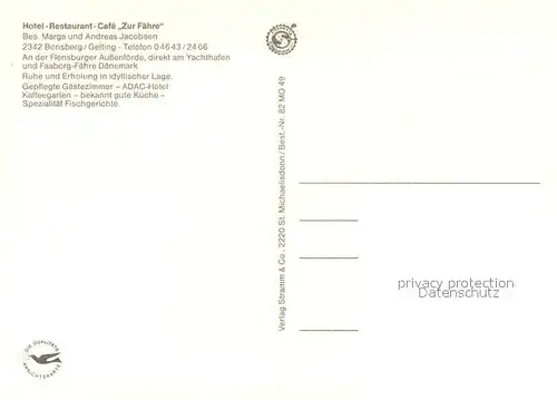 AK / Ansichtskarte Bonsberg_Gelting Restaurant Cafe Zur Faehre 