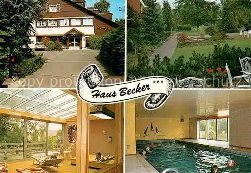 AK / Ansichtskarte Bad_Laer Haus Becker Hallenbad Gruenanlage Bad_Laer