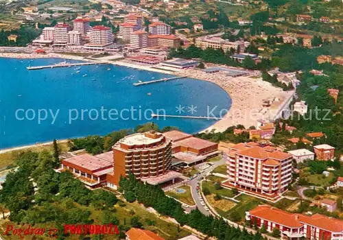 AK / Ansichtskarte Portoroz_Portorose_Piran_Istrien_Slovenia Fliegeraufnahme Strand 