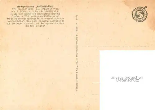 AK / Ansichtskarte Itzehoe Waldgaststaette Amoenenhoehle Itzehoe