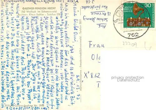 AK / Ansichtskarte Wolfach Gasthof Pension Hecht Gastraum Fachwerkhaeuser Altstadt Wolfach