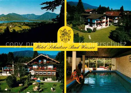 AK / Ansichtskarte Bad_Wiessee Hotel Schnitzer Hallenbad Panorama Tegernsee Alpen Bad_Wiessee