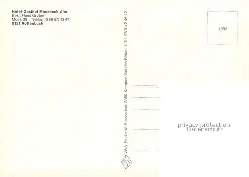 AK / Ansichtskarte Rottenbuch_Oberbayern Hotel Gasthof Moosbeck Alm Gastraum Garten Rottenbuch Oberbayern