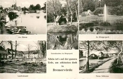 AK / Ansichtskarte Bremervoerde Buergerpark Hafen Landratsamt Schleuse  Bremervoerde