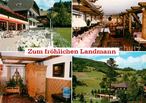 AK / Ansichtskarte Kirchhausen_Steinen Gasthof Zum froehlichen Landmann Restaurant Terrasse Landschaft Kirchhausen_Steinen