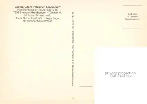 AK / Ansichtskarte Kirchhausen_Steinen Gasthof Zum froehlichen Landmann Restaurant Terrasse Landschaft Kirchhausen_Steinen