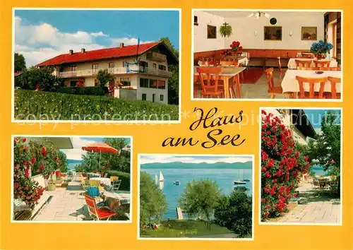 AK / Ansichtskarte Gollenshausen_Chiemsee Gaestehaus Haus am See Terrasse Seeblick Gollenshausen_Chiemsee