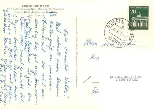 AK / Ansichtskarte Gollenshausen_Chiemsee Gaestehaus Haus am See Terrasse Seeblick Gollenshausen_Chiemsee