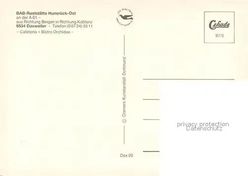 AK / Ansichtskarte Daxweiler Raststaette Hunsrueck Ost Daxweiler