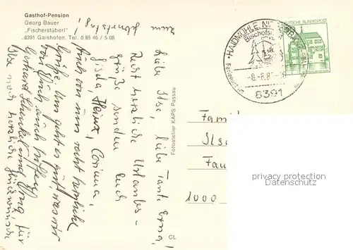 AK / Ansichtskarte Gaishofen Gasthof Pension Fischerstueberl Gaststube Terrasse Gaishofen