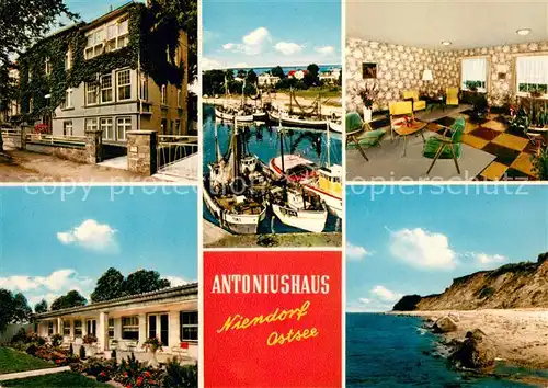 AK / Ansichtskarte Niendorf_Ostseebad_Timmendorferstrand Antoniushaus Kinderheim Hafen Fischkutter Strand Kueste 