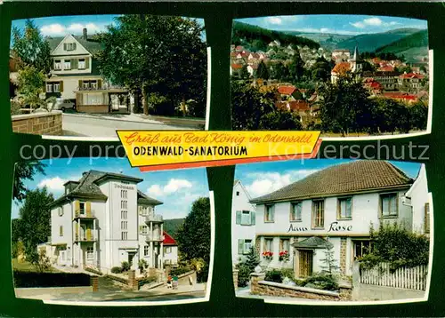 AK / Ansichtskarte Bad_Koenig_Odenwald Odenwald Sanatorium Haus Rose Ortsansicht mit Kirche Bad_Koenig_Odenwald
