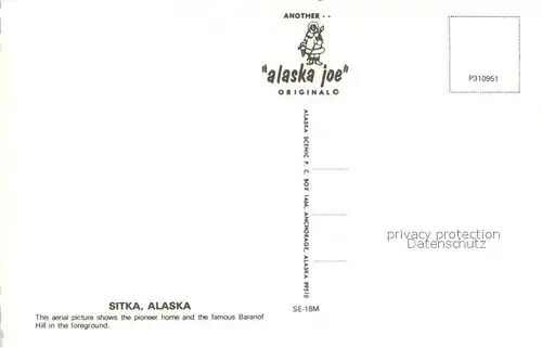 AK / Ansichtskarte Sitka_Alaska Fliegeraufnahme Pioneer Home and baranof Hill 