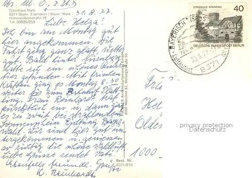 AK / Ansichtskarte Bayerisch_Eisenstein Gaestehaus Mark Panorama Bayerischer Wald Bayerisch_Eisenstein