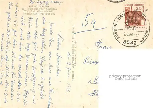 AK / Ansichtskarte Bad_Windsheim Kurhaus Klinik Restaurant Park Bad_Windsheim