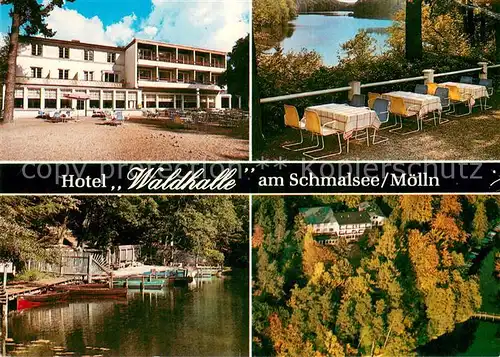AK / Ansichtskarte Moelln__Lauenburg Hotel Waldhalle am Schmalsee Cafegarten Bootsverleih Fliegeraufnahme 