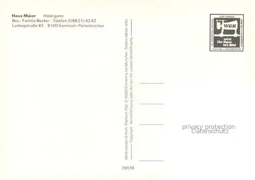 AK / Ansichtskarte Garmisch Partenkirchen Hotel Haus Maier Garmisch Partenkirchen