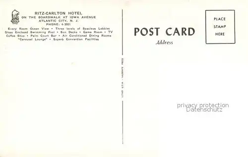 AK / Ansichtskarte Atlantic_City_New_Jersey Ritz Carlton Hotel Pool 