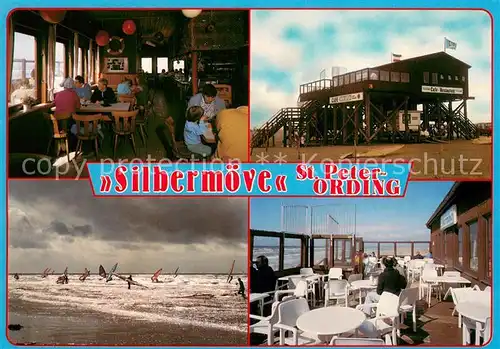 AK / Ansichtskarte St_Peter Ording Restaurant Cafe Silbermoewe Strand St_Peter Ording