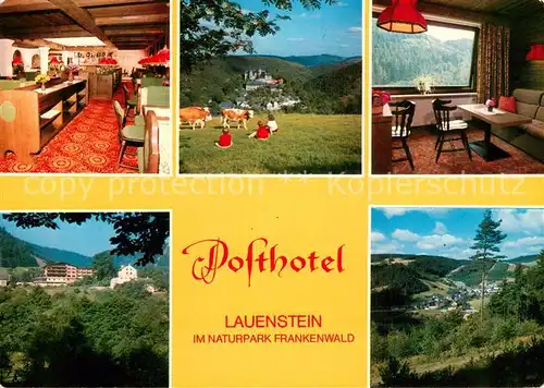 AK / Ansichtskarte Lauenstein_Oberfranken Posthotel Restaurant Rezeption Landschaftspanorama Naturpark Frankenwald Lauenstein_Oberfranken