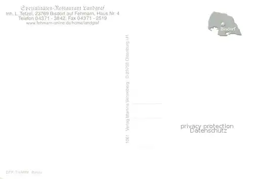 AK / Ansichtskarte Bisdorf_auf_Fehmarn Spezialitaeten Restaurant Landgraf Bisdorf_auf_Fehmarn