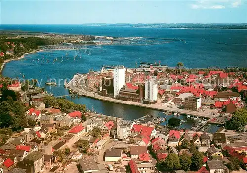AK / Ansichtskarte Eckernfoerde Hafen mit Bucht Fliegeraufnahme Eckernfoerde