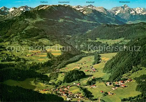 AK / Ansichtskarte Tiefenbach_Oberstdorf Fliegeraufnahme mit Fellhorn Kanzelwand Elferkopf und Widderstein Tiefenbach_Oberstdorf