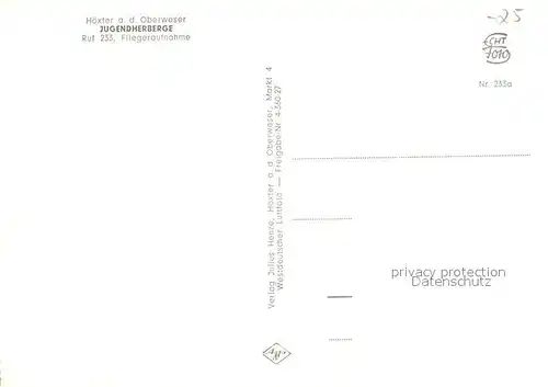 AK / Ansichtskarte Hoexter_Weser Jugendherberge Fliegeraufnahme Hoexter Weser