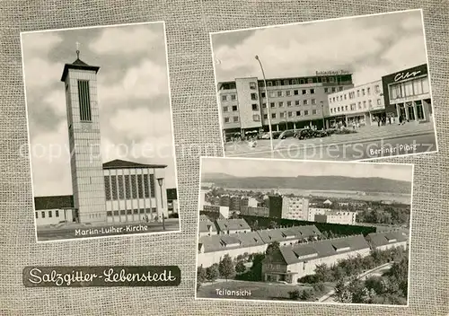 AK / Ansichtskarte Lebenstedt_Salzgitter Martin Luther Kirche Berliner Platz Teilansicht Lebenstedt_Salzgitter