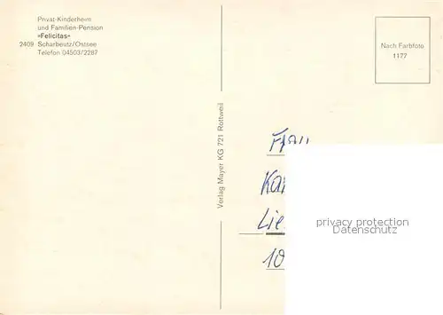 AK / Ansichtskarte Scharbeutz_Ostseebad Kinderheim und Familien Pension Felicitas Scharbeutz_Ostseebad