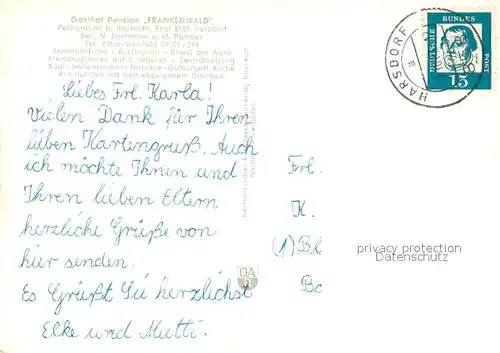 AK / Ansichtskarte Pechgraben Panorama Gasthof Pension Frankenwald Gaststube Pechgraben