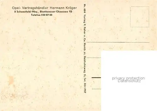 AK / Ansichtskarte Schenefeld_Hamburg Opel Vertragshaendler Hermann Kroeger Fliegeraufnahme Schenefeld Hamburg