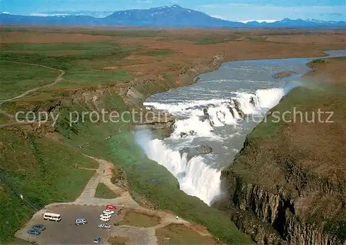 AK / Ansichtskarte Gullfoss_Iceland Fliegeraufnahme Hvita Goldener Wasserfall 