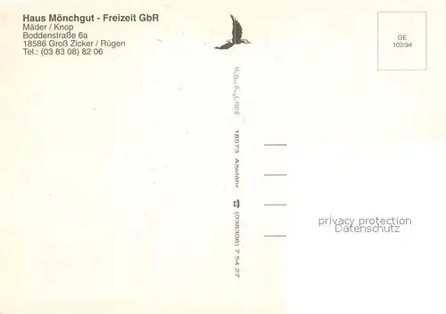 AK / Ansichtskarte Gross_Zicker_Gager Fliegeraufnahme Haus Moenchgut Gross_Zicker_Gager