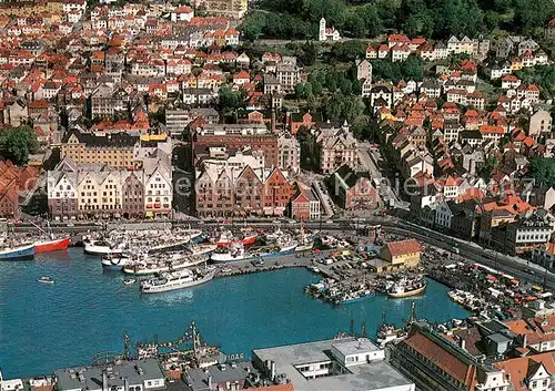 AK / Ansichtskarte Bergen_Norwegen Fliegeraufnahme Hafen Area Vagen Bergen Norwegen
